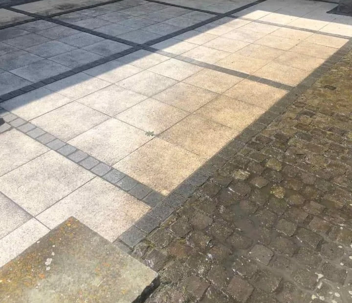 Terasa před a po tlakovém čištění – Před